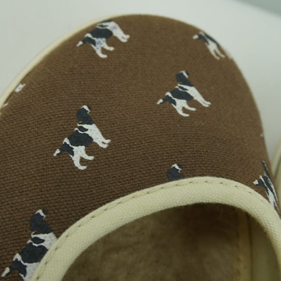 LL Bean Canvas Dog Print Sherpa‎ Lined Slip On Sneaker Shoes Size 7.5 - Picture 4 of 9